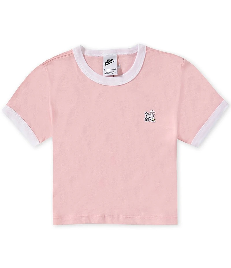 Nike Big Girls Short Sleeve Crewneck Cropped Ringer T-Shirt