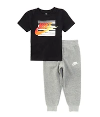 Nike Little Boys Short Sleeve Graphic Logo T-Shirt & Fleece Jogger Pant Set