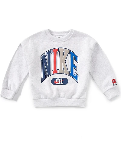 Nike Little Boys Long Sleeve Color Block Logo Fleece Sweatshirt