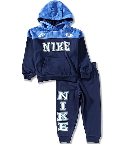 Nike Little Boys Long Sleeve Color Block Logo Hoodie & Solid Jogger Pants Set