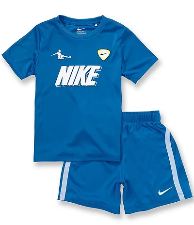 Nike Little Boys Short Sleeve Sportswear Dri-FIT Goal Mode Jersey and Shorts 2-Piece Set