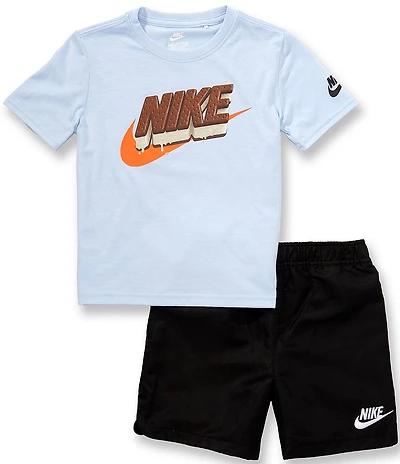 Nike Little Boys Short Sleeve Sportwear Ice Cream Tee And Woven Shorts 2-Piece Set