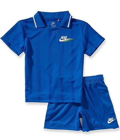 Nike Little Boys Short-Sleeve Victory Lap Swoosh-Striped Oversized-Fit Polo Shirt & Matching Shorts Set