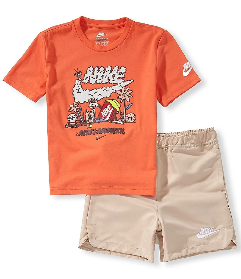 Nike Little Boys Sportswear Boxy Tee and Woven Shorts 2-Piece Set