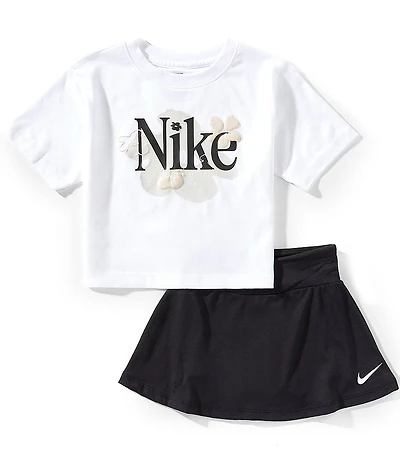 Nike Little Girls Short-Sleeve Wild Flower T-Shirt & Solid Scooter Set