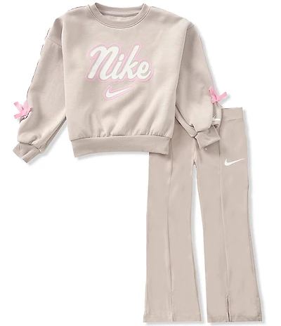 Nike Little Girls Long Sleeve Juxta Bow Stripe Top & Leggings 2-Piece Set