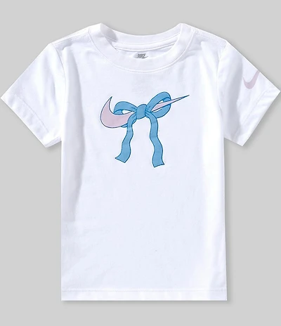 Nike Little Girls Nike Swoosh Bow Ribbon Graphic T-Shirt