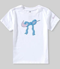 Nike Little Girls Nike Swoosh Bow Ribbon Graphic T-Shirt