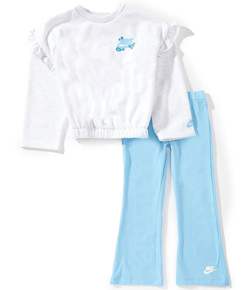 Nike Little Girls Ruffle Long Sleeve Logo Top & Flare Leggings Set