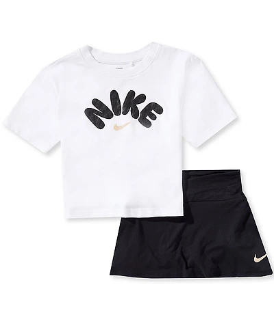 Nike Little Girls Short-Sleeve Bold Play T-Shirt & Printed Skort Set