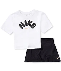 Nike Little Girls Short-Sleeve Bold Play T-Shirt & Printed Skort Set