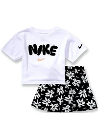 Nike Little Girls Short Sleeve Bold Play Tee & Scooter Skort 2-Piece Set