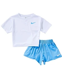 Nike Little Girls Short Sleeve Lace It Up Tee & Short 2-Piece Set