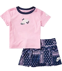 Nike Little Girls Short Sleeve Retro Remix Tee And Scooter Set