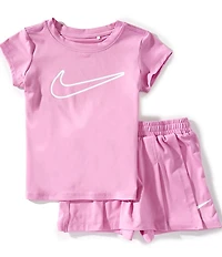 Nike Little Girls Short Sleeve T-Shirt & All Day Play Skort 2-Piece Set
