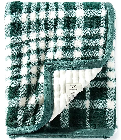 Noble Excellence Warm Shop Collection Eliza Reversible Plaid Corduroy & Sherpa Cozy Throw