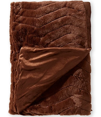 Noble Excellence Warm Shop Collection Herringbone Faux Fur Reversible Puffy Throw Blanket
