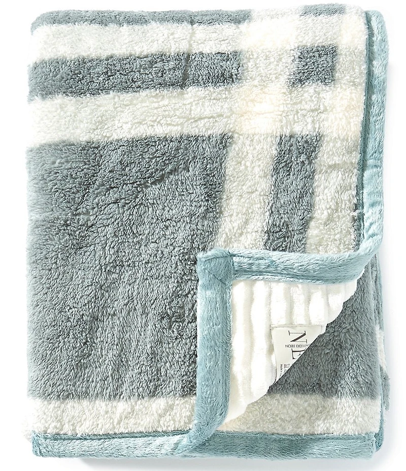 Noble Excellence Warm Shop Collection James Reverible Plaid Corduroy & Sherpa Cozy Throw