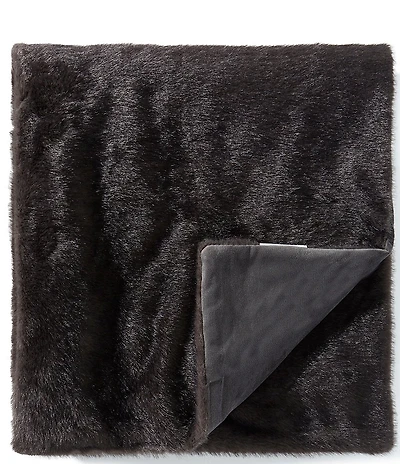 Noble Excellence Warm Shop Collection Oscar Reversible Charcoal Faux Fur Throw