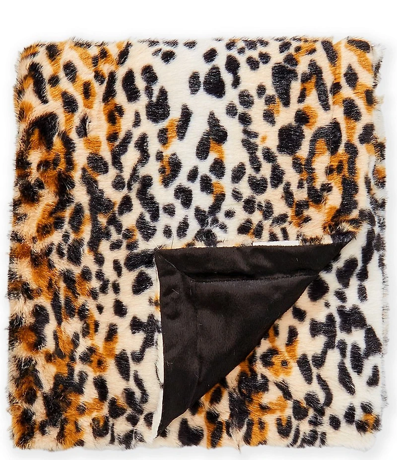 Noble Excellence Warm Shop Collection Stella Leopard Faux Fur Throw Blanket