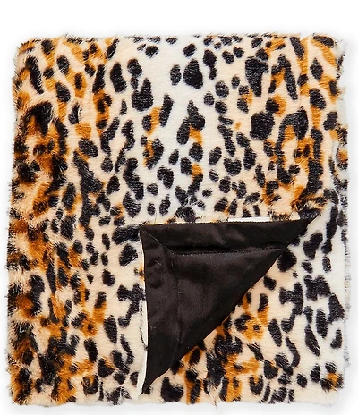 Noble Excellence Warm Shop Collection Stella Leopard Faux Fur Throw Blanket