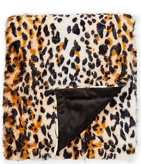 Noble Excellence Warm Shop Collection Stella Leopard Faux Fur Throw Blanket