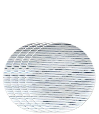 Noritake Blue Hammock Collection Coupe Stripe Dinner Plates, Set of 4
