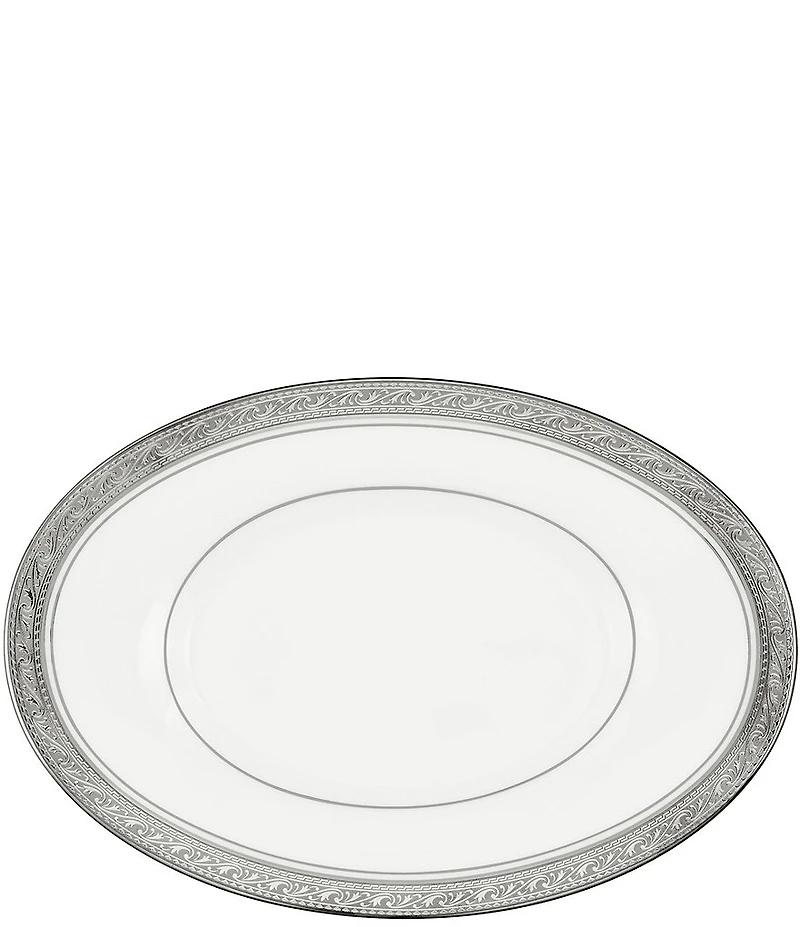 Noritake Crestwood Etched Platinum Porcelain Butter/Relish Tray