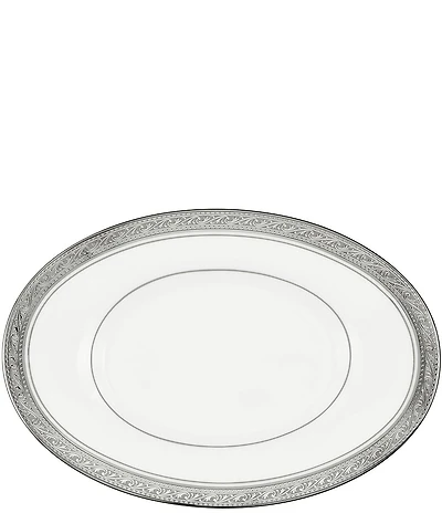 Noritake Crestwood Etched Platinum Porcelain Butter/Relish Tray