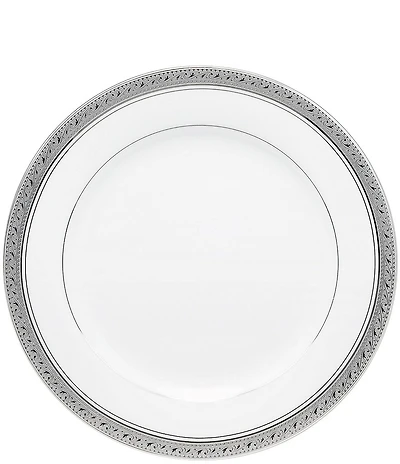 Noritake Crestwood Etched Platinum Porcelain Dinner Plate