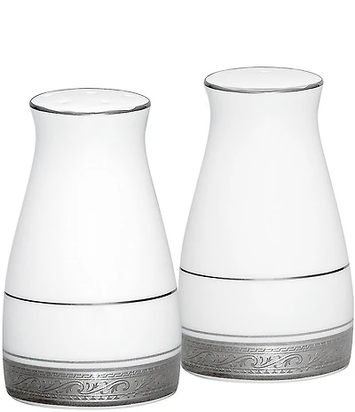 Noritake Crestwood Etched Platinum Porcelain Salt & Pepper Shaker Set