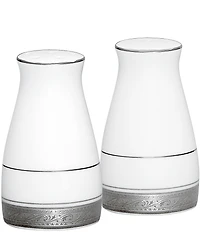 Noritake Crestwood Etched Platinum Porcelain Salt & Pepper Shaker Set