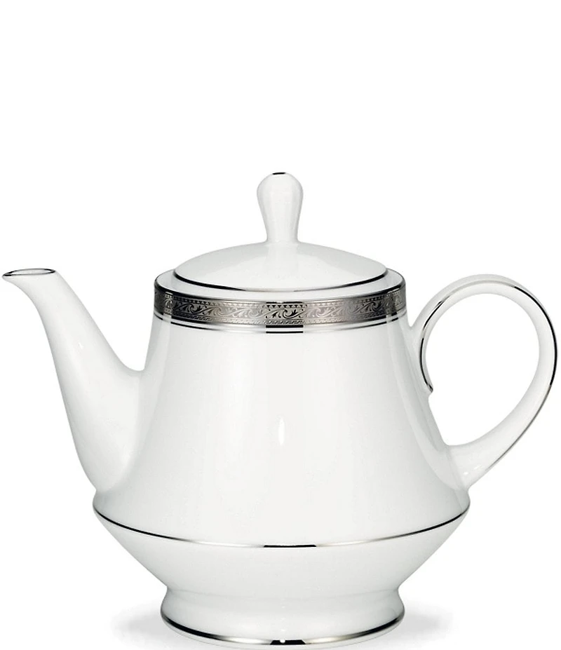 Noritake Crestwood Etched Platinum Porcelain Teapot
