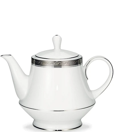 Noritake Crestwood Etched Platinum Porcelain Teapot