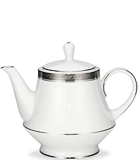 Noritake Crestwood Etched Platinum Porcelain Teapot