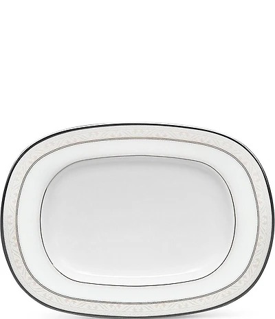 Noritake Montvale Scroll Platinum Bone China Butter and Relish Tray