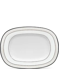 Noritake Montvale Scroll Platinum Bone China Butter and Relish Tray