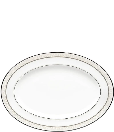 Noritake Montvale Scroll Platinum Bone China Oval Platter