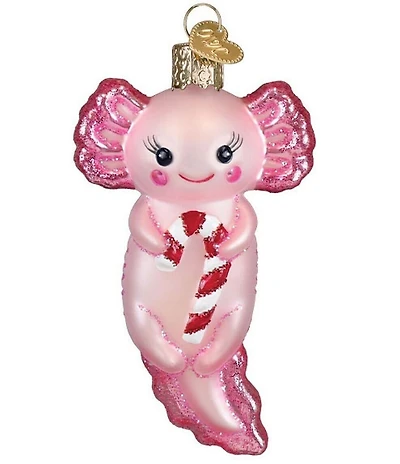 Old World Christmas Axolotl With Candy Cane Ornament