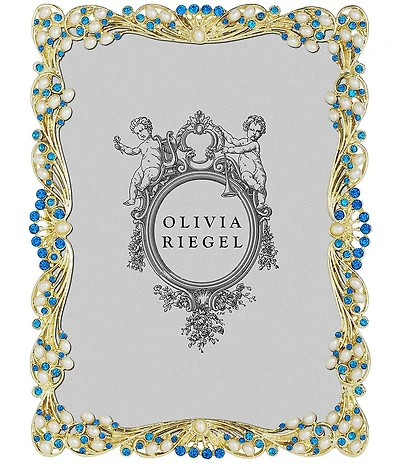 Olivia Riegel Audrey 5#double; x 7#double; Frame with Capri Blue Stones & White Freshwater Pearls