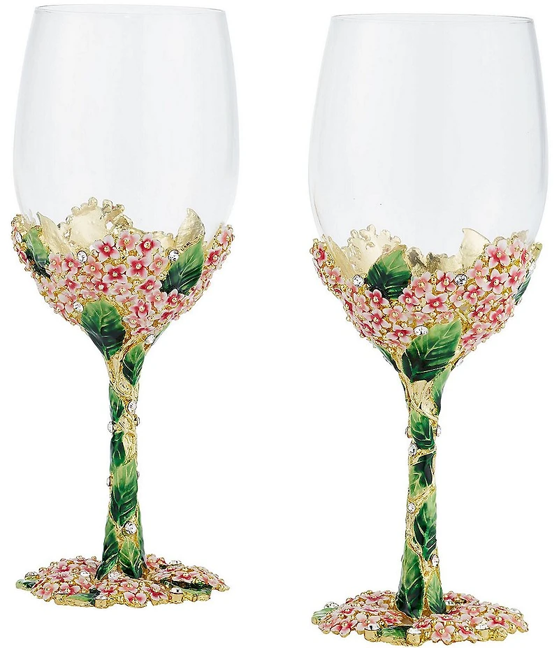 Olivia Riegel Pink Lantana Novelty Wine Glass, Set of 2