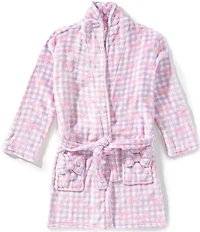 Omg! Accessories Big Girls Gingham Bow Printed Cozy Robe