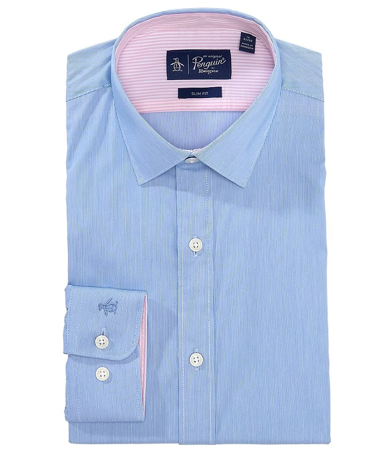 Original Penguin Slim Fit Spread Collar Poplin Dress Shirt