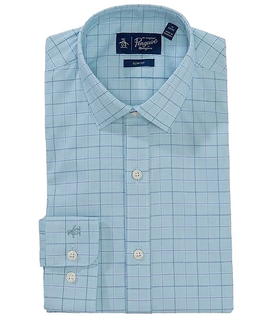 Original Penguin Slim Fit Spread Collar Print Poplin Dress Shirt