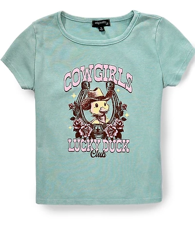Originality Big Girls Short Sleeve Cowgirl Lucky Duck T-Shirt