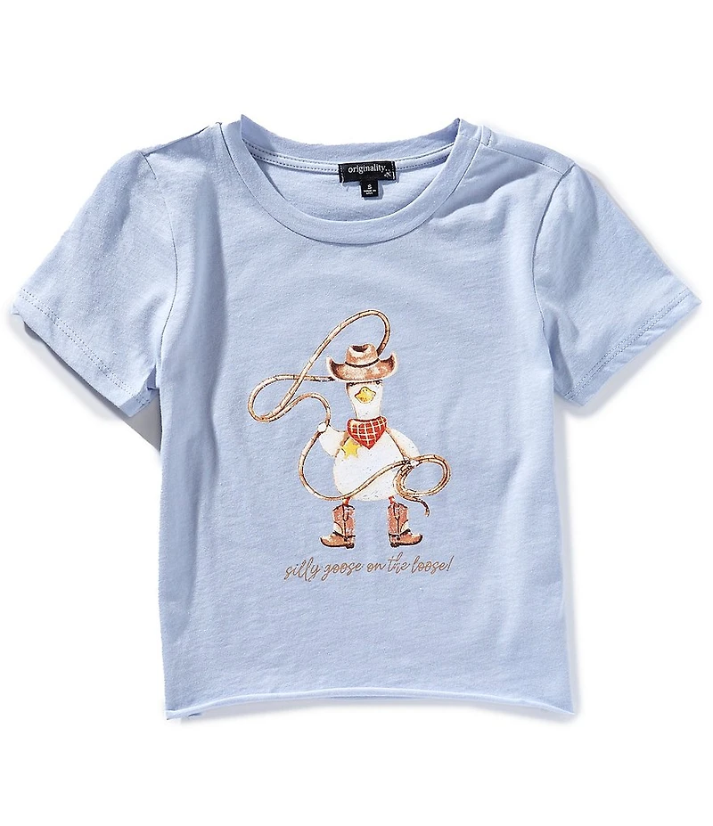 Originality Big Girls Short Sleeve Silly Goose On The Loose Graphic Cropped T-Shirt
