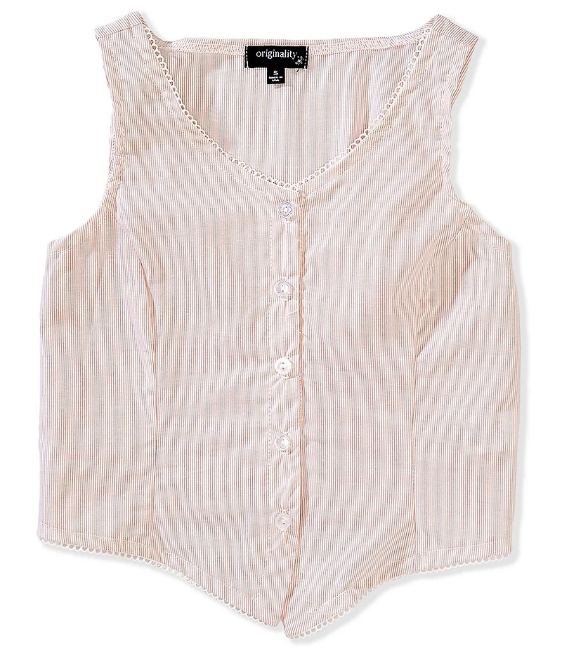 Originality Big Girls Sleeveless Striped Poplin Vest