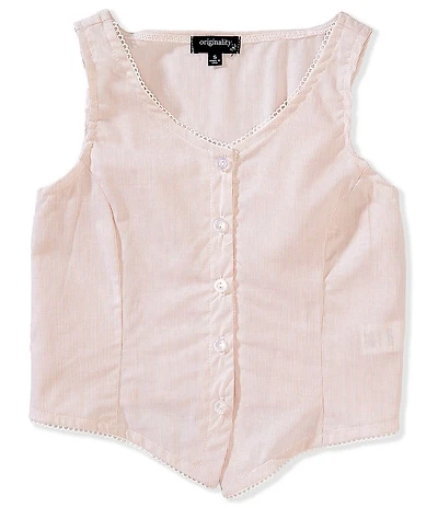 Originality Big Girls Sleeveless Striped Poplin Vest