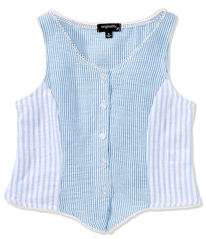 Originality Big Girls Sleeveless Striped Vest
