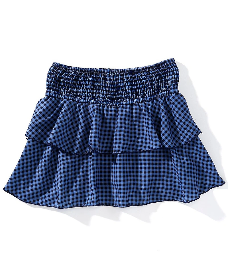 Originality Big Girls Checked Smocked-Waist Skirt